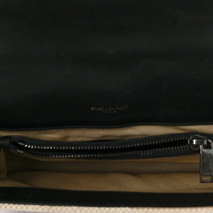 Saint Laurent Berber Chevron Tassel Monogram Medium College Bag Black White 5 of 7