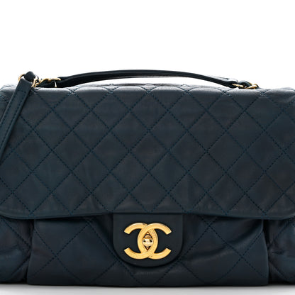 Chanel Iridescent Calfskin Large Chic Quilt Flap Dark Blue 8 of 10