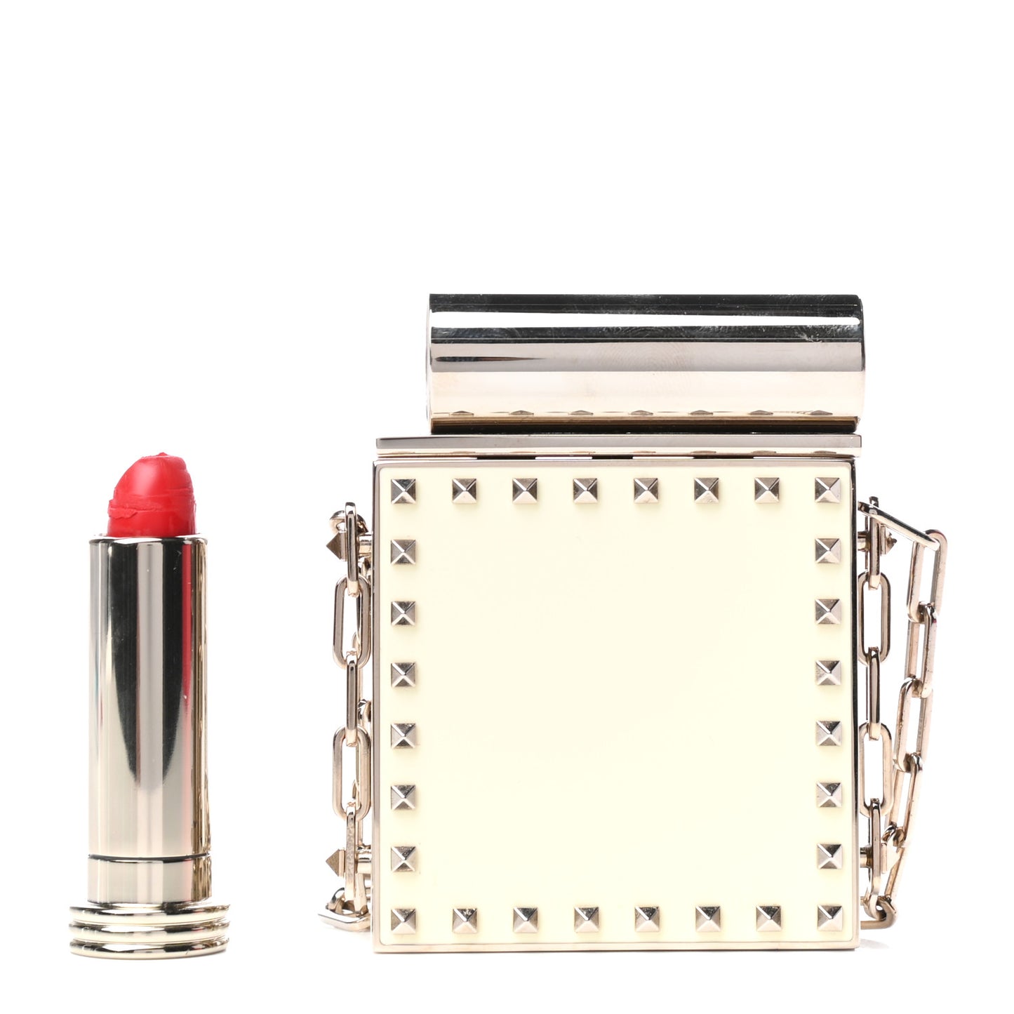 Rockstud Lipstick Holder Minaudiere Ivory