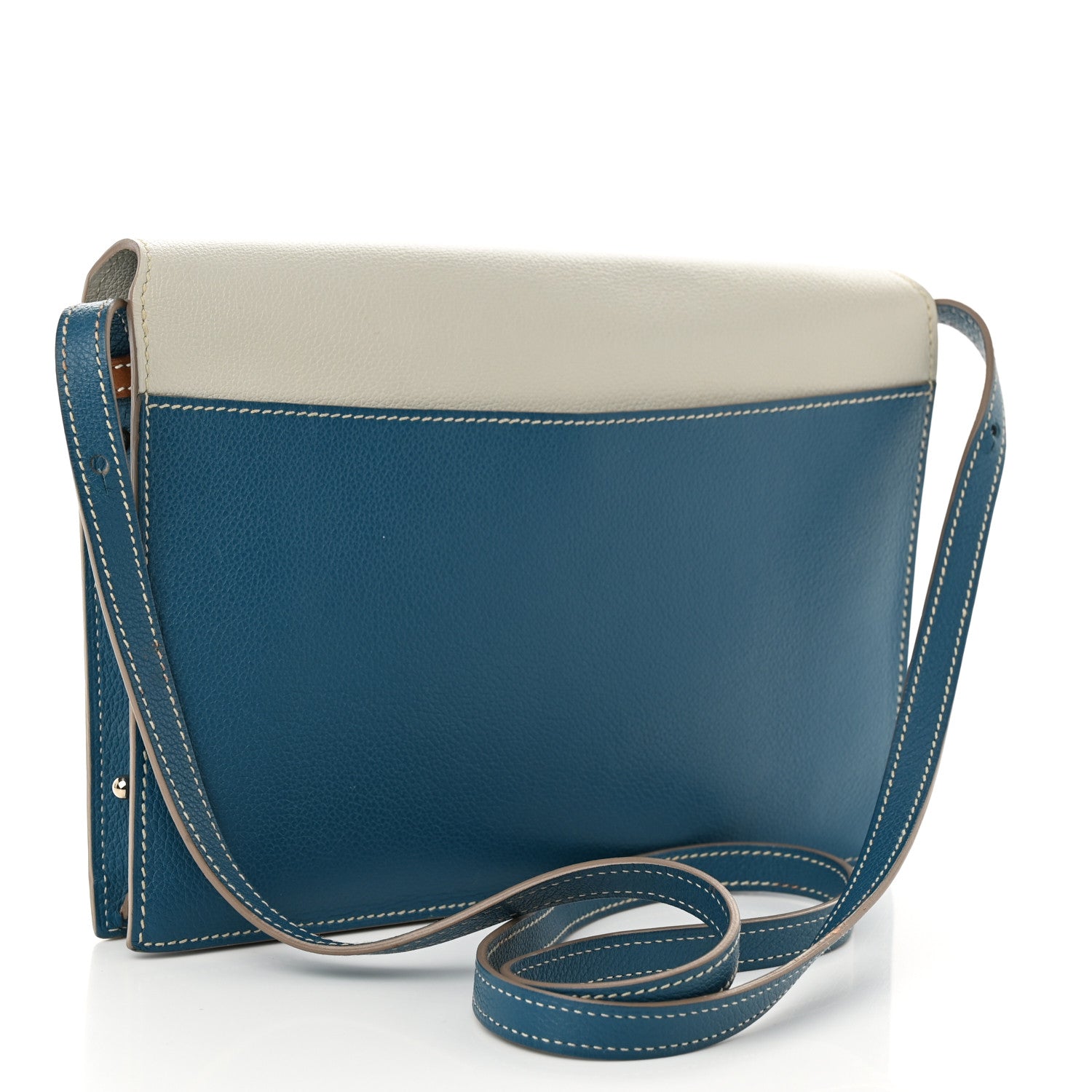 Hermes Evercolor Faco Clutch Bleu Izmir Gris Perle Gold 3 of 11
