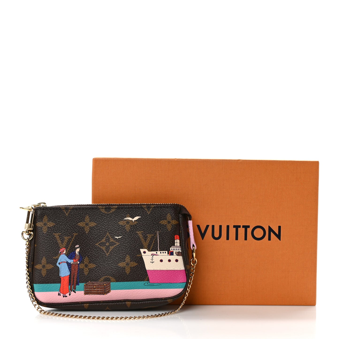 Monogram 2016 Christmas Animation Mini Pochette Accessories Rose Ballerine