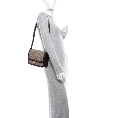 Saint Laurent Tweed Houndstooth Medium Solferino Satchel Umber 2 of 12