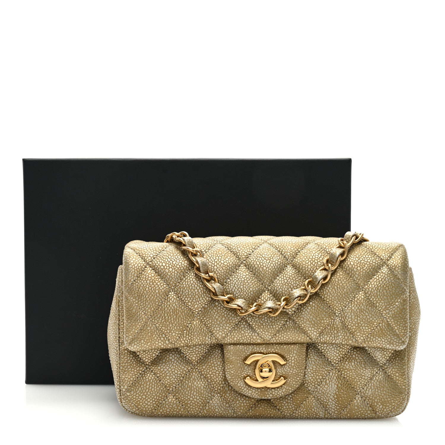 Chanel Metallic Caviar Quilted Mini Rectangular Flap Gold 10 of 10