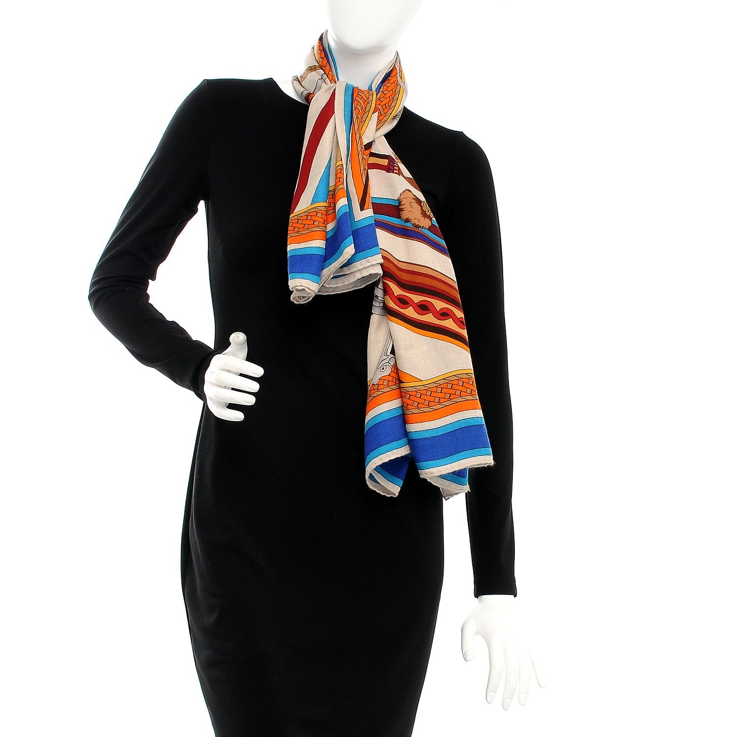 Hermes Cashmere Silk Concours D'Etriers Shawl 140 2 of 6
