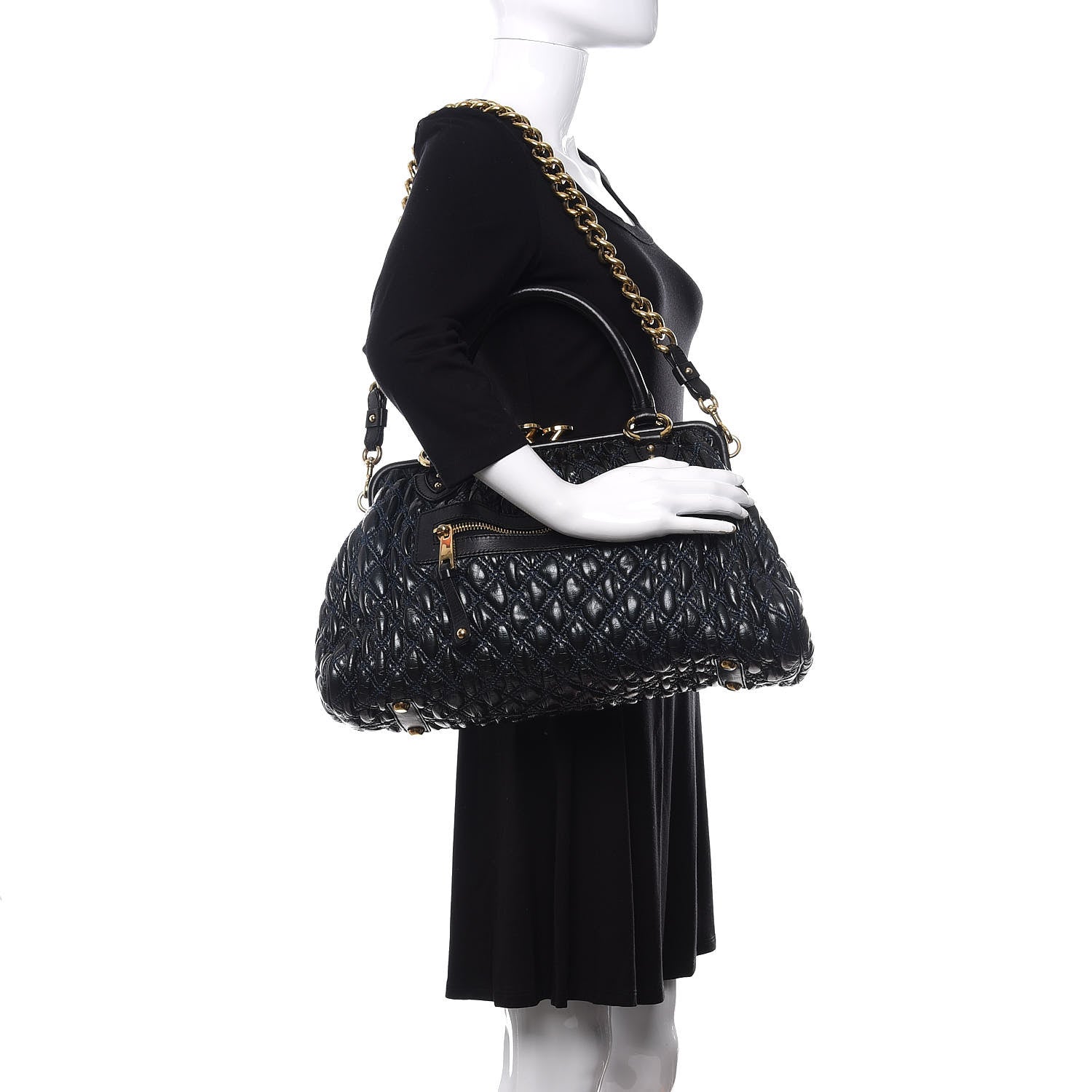 Marc Jacobs Calfskin Quilted Stam Navy 2 of 10
