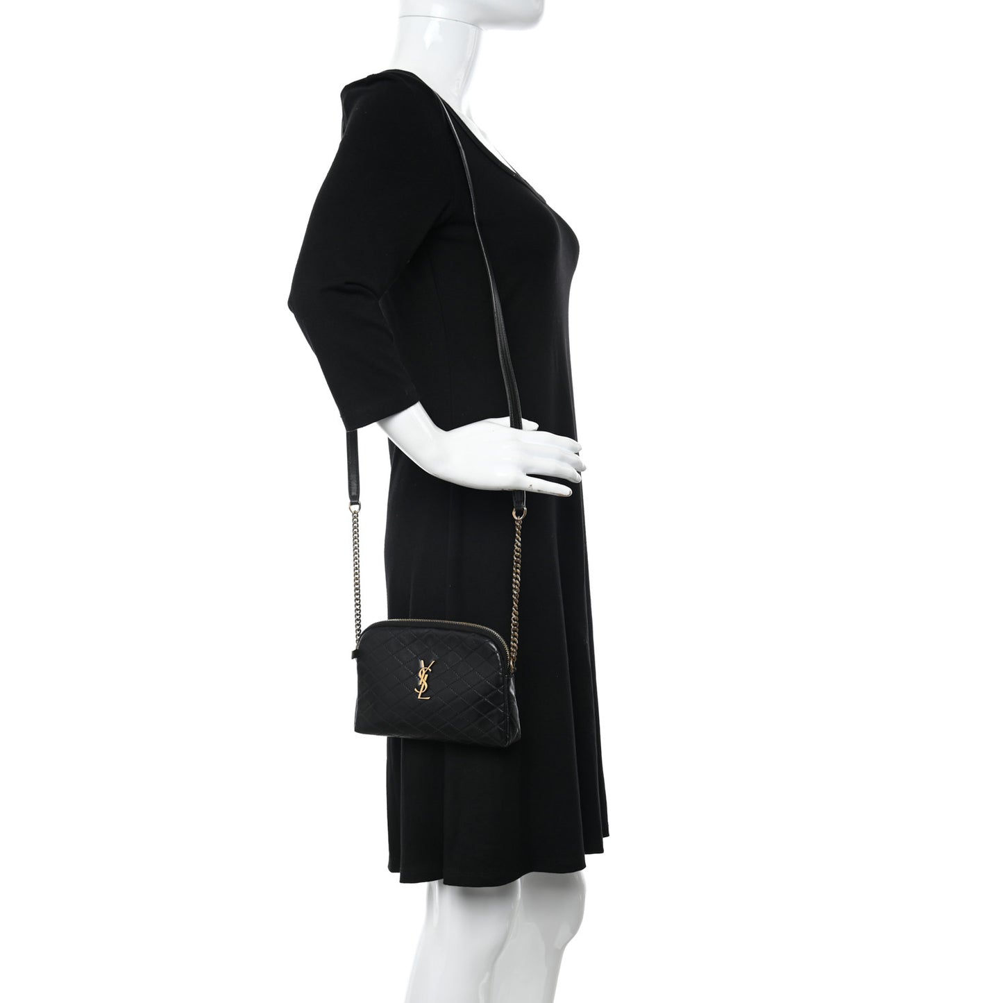 Lambskin Quilted Gaby Zipped Pouch Black