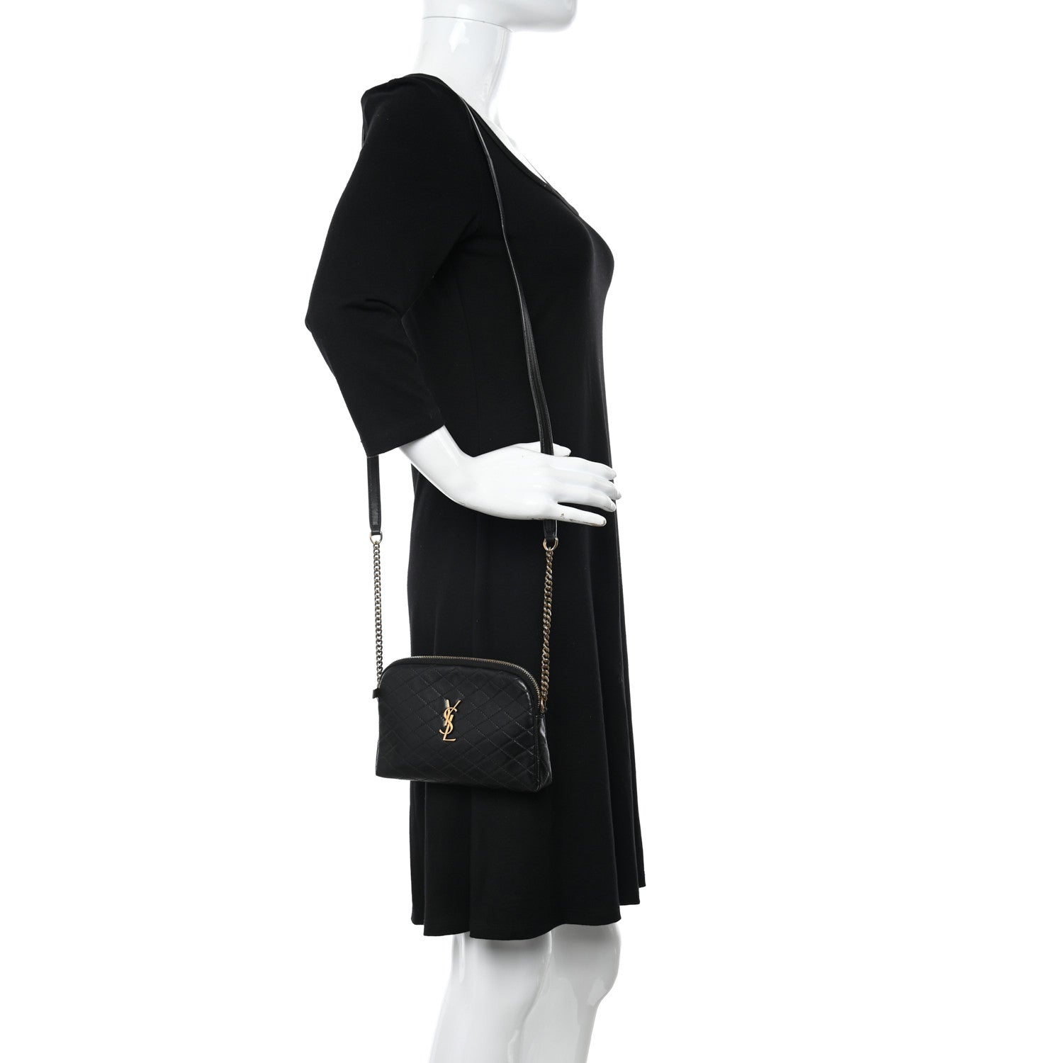 Saint Laurent Lambskin Quilted Gaby Zipped Pouch Black 2 of 10