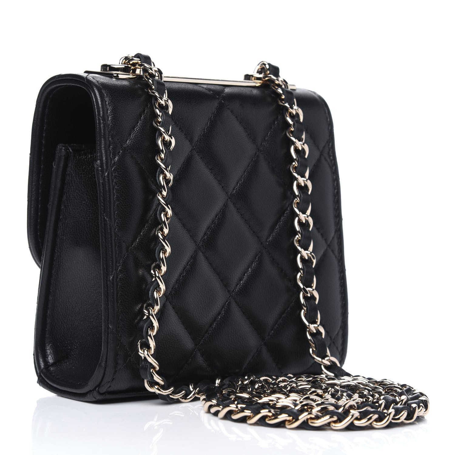Chanel Lambskin Quilted Mini Trendy CC Chain Wallet Black 3 of 12