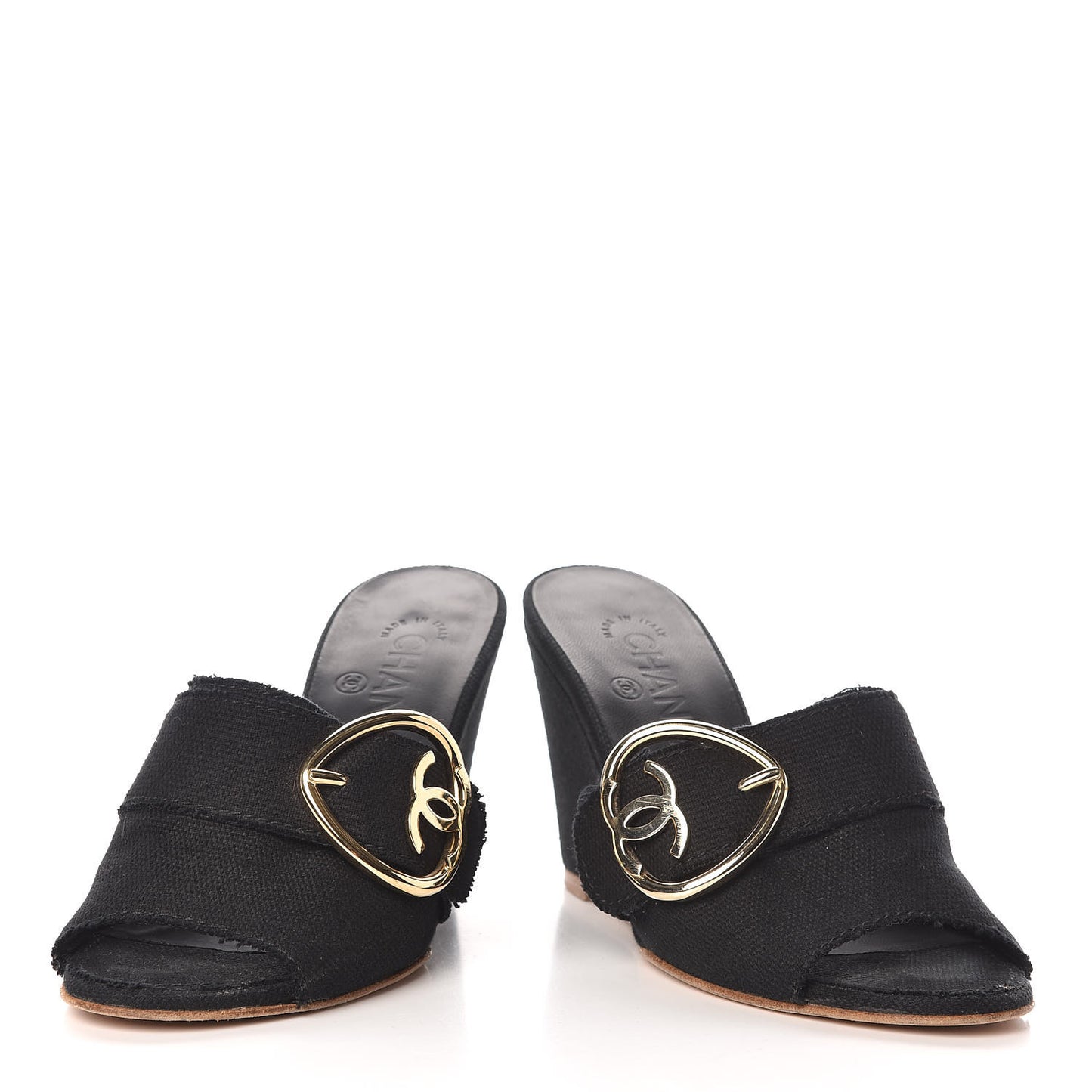 Canvas Heart CC Wedge Sandals 37 Black