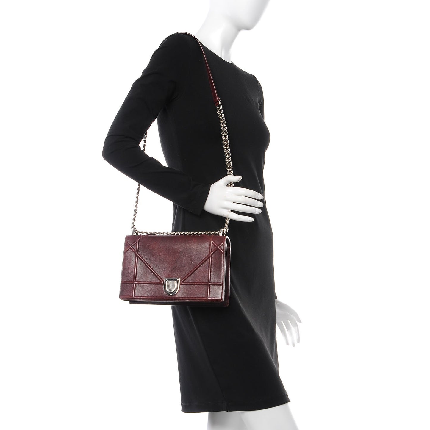 Calfskin Medium Diorama Flap Bag Burgundy