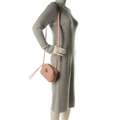 Gucci Calfskin Matelasse Mini GG Marmont Chain Shoulder Bag Perfect Pink 2 of 7