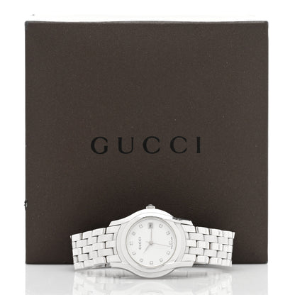 Gucci Stainless Steel Diamond Mother of Pearl 27mm 5500L Quartz Watch 5 of 5