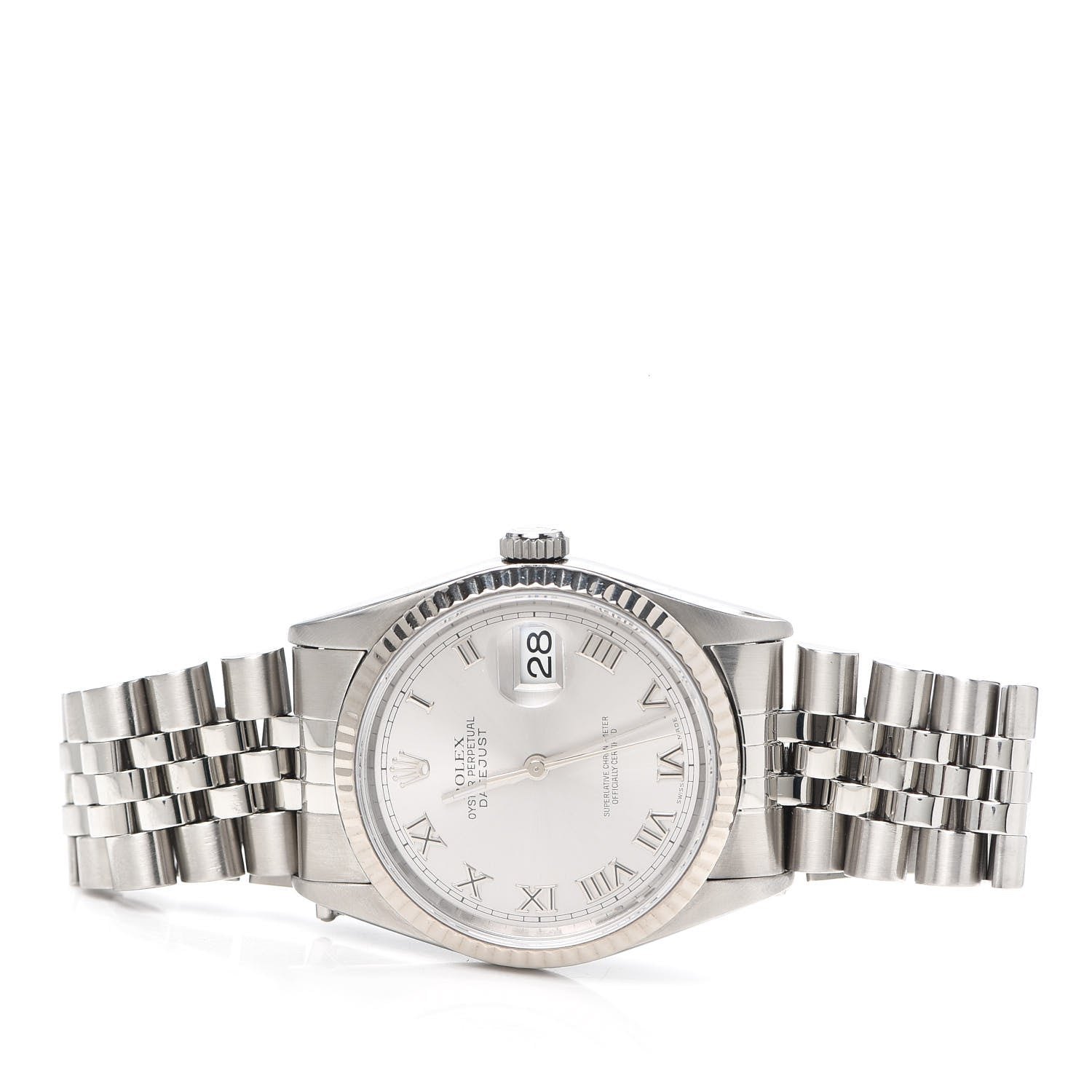 Rolex Stainless Steel 18K White Gold 36mm Oyster Perpetual Datejust Watch Silver Roman 16234 2 of 6