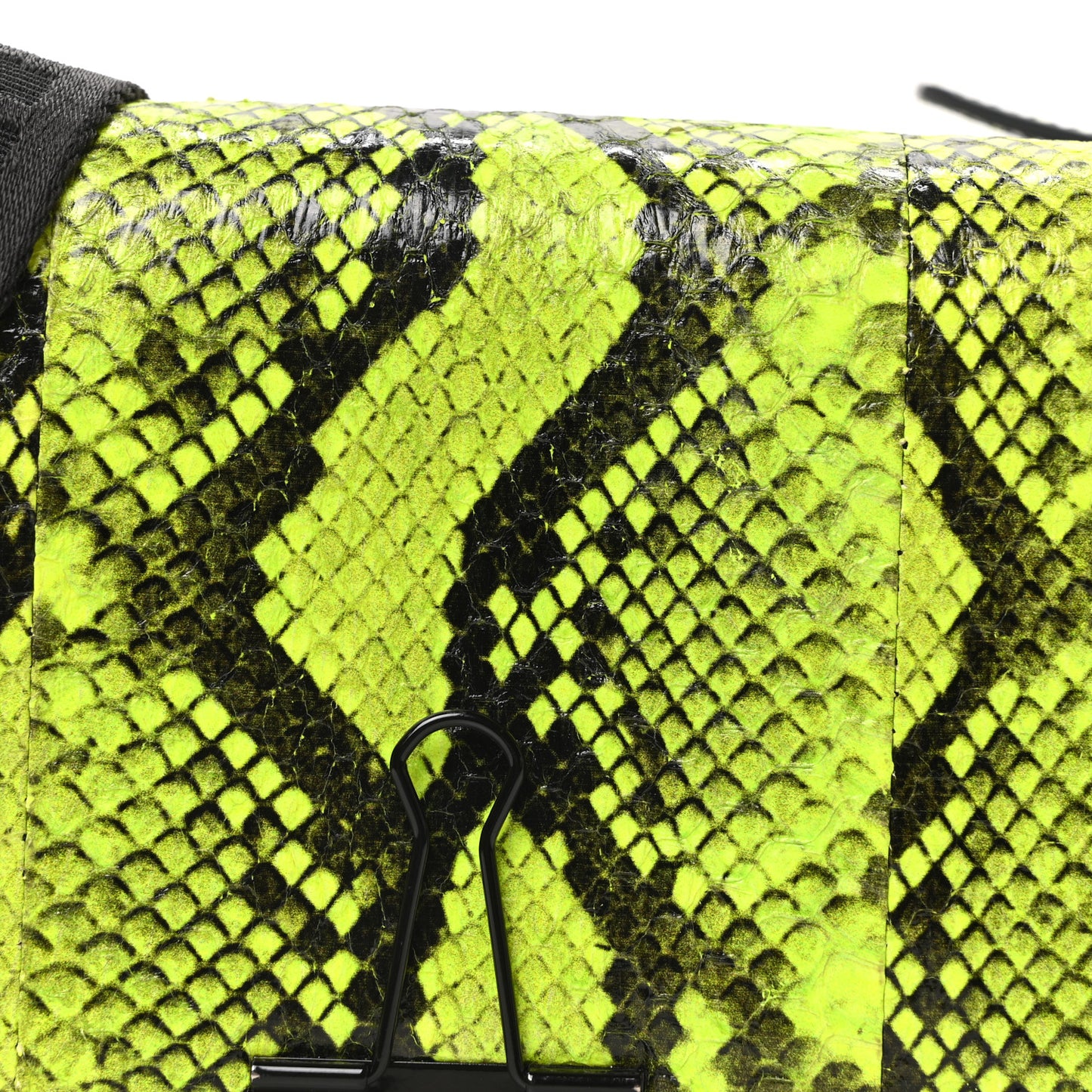 Calfskin Python Embossed Binder Flap Bag Fluo Yellow Black