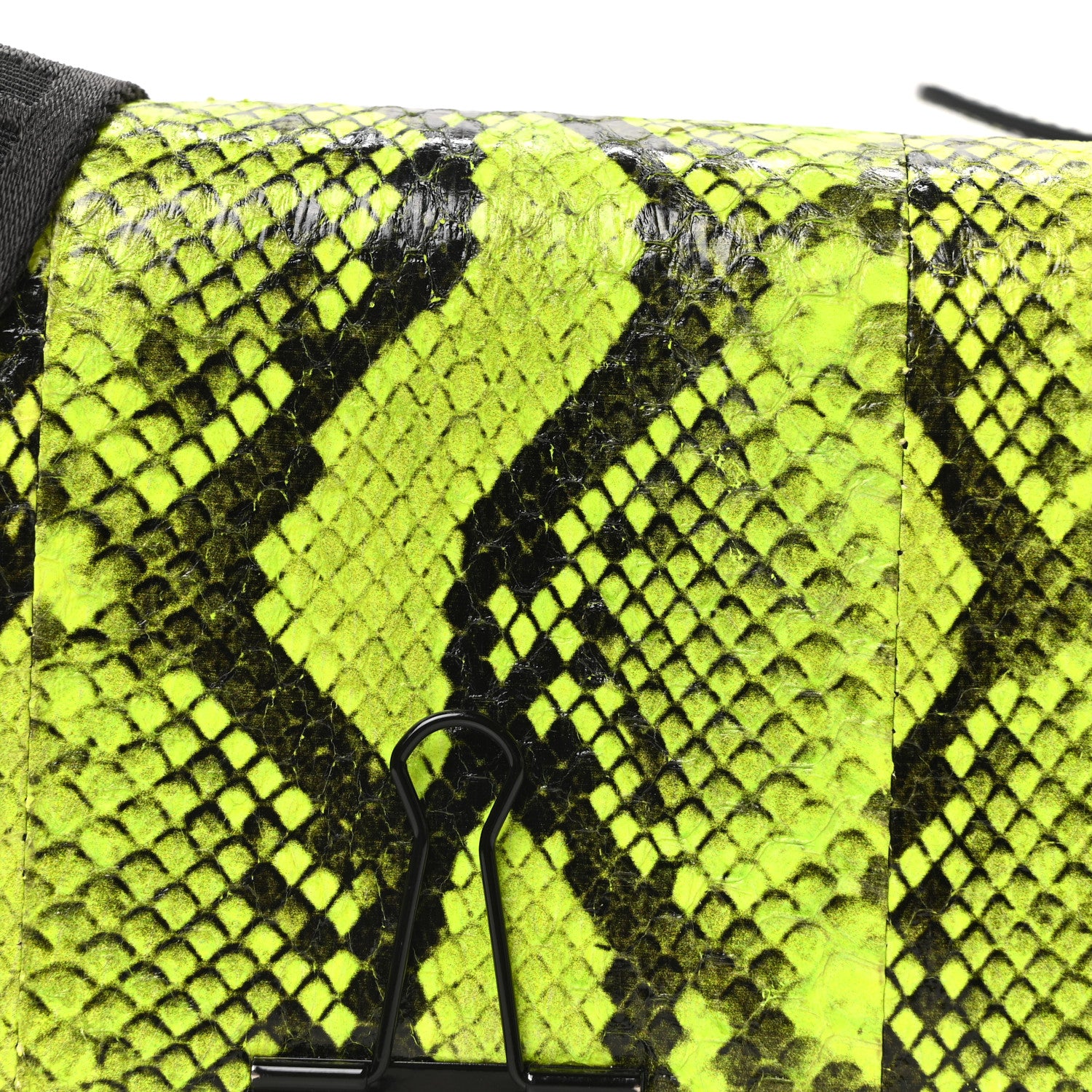 Off-White Calfskin Python Embossed Binder Flap Bag Fluo Yellow Black 7 of 9