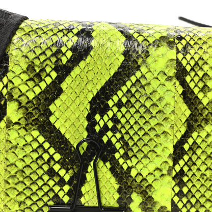 Off-White Calfskin Python Embossed Binder Flap Bag Fluo Yellow Black 7 of 9