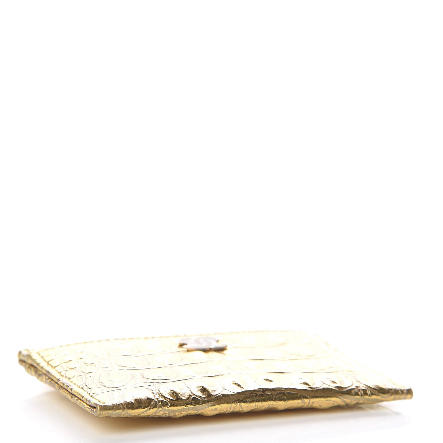 Chanel Metallic Calfskin Crocodile Embossed Cocodile Card Holder Gold 4 of 8