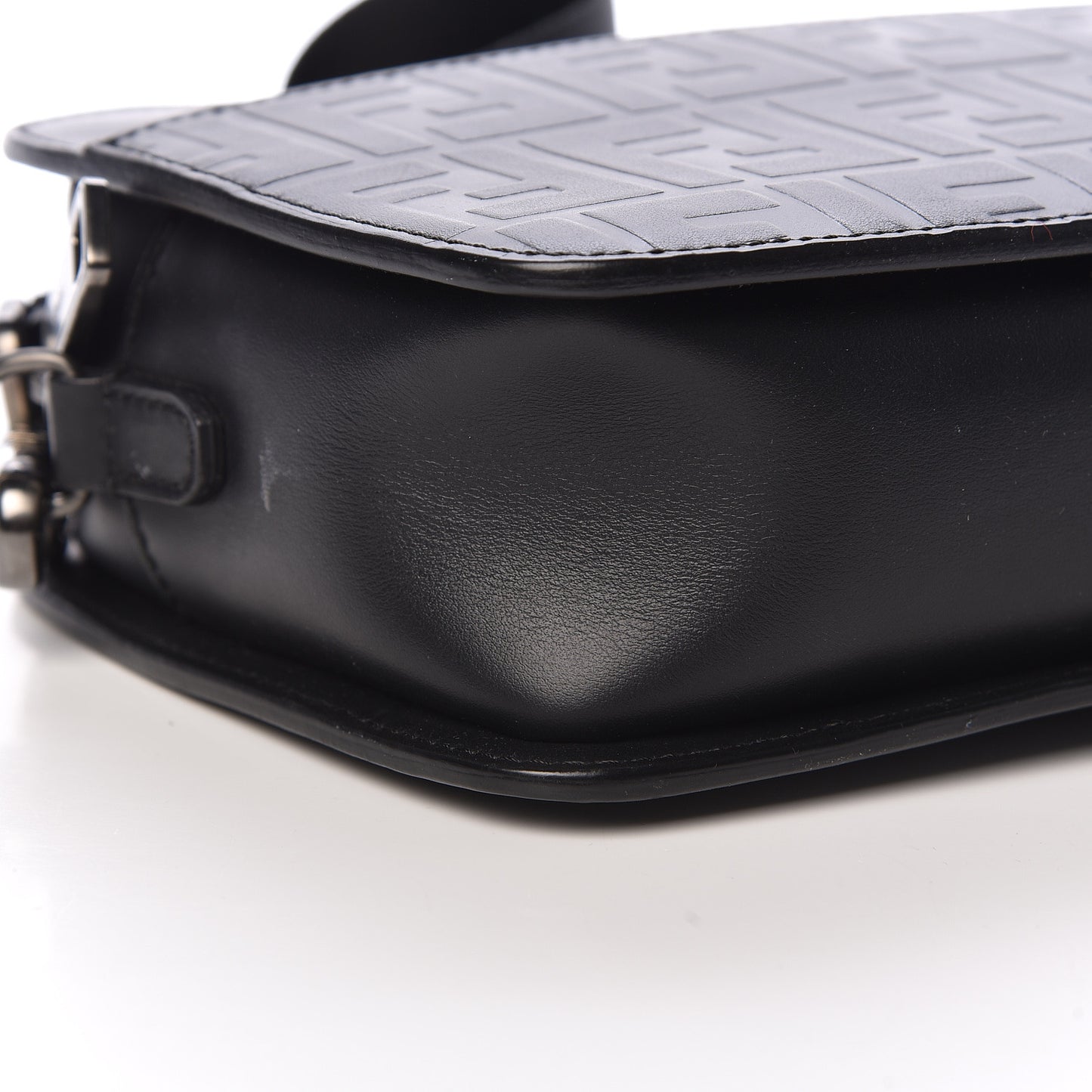 Vitello Century Grace FF Embossed Shoulder Clutch Black