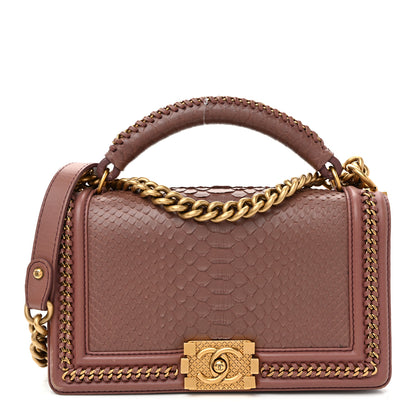 Chanel Snakeskin Calfskin Medium Chain Around Top Handle Boy Flap Mauve 1 of 11
