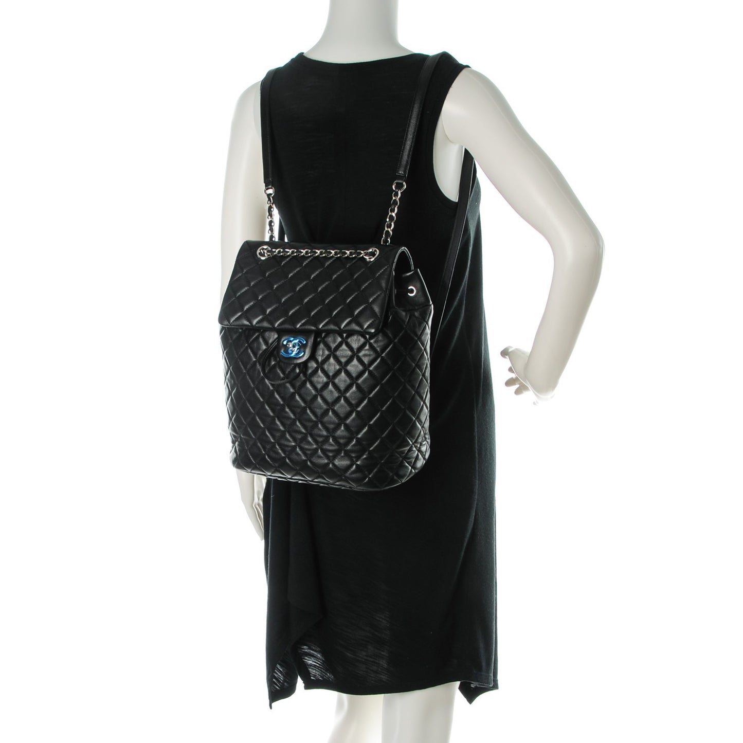 Lambskin Quilted Large Urban Spirit Backpack Black