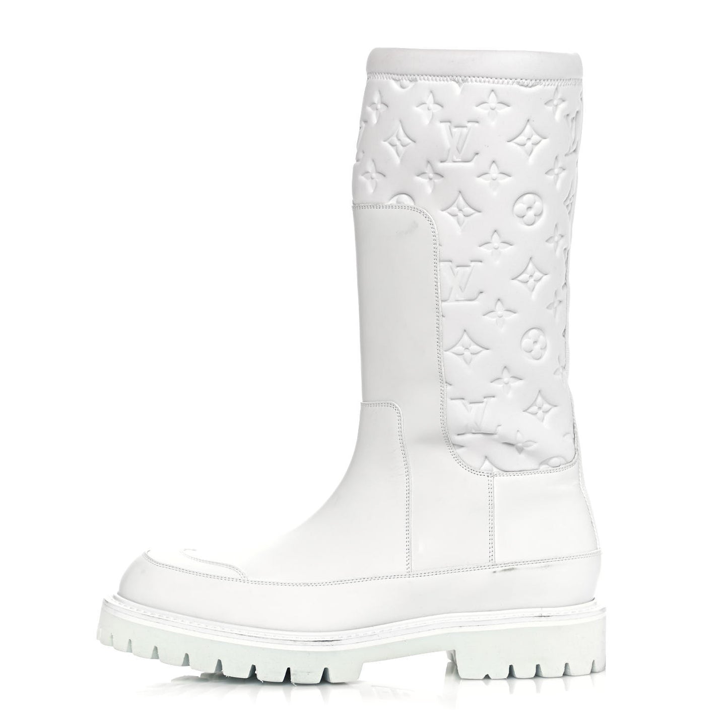 Calfskin Monogram Embossed Neoprene Mens Landscape Ankle Boots 7.5 White