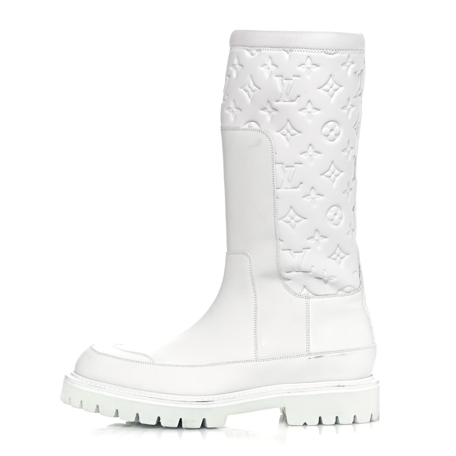 Louis Vuitton Calfskin Monogram Embossed Neoprene Mens Landscape Ankle Boots 7.5 White 1 of 15