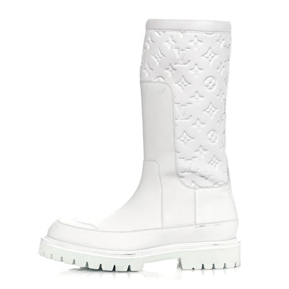Louis Vuitton Calfskin Monogram Embossed Neoprene Mens Landscape Ankle Boots 7.5 White 1 of 15