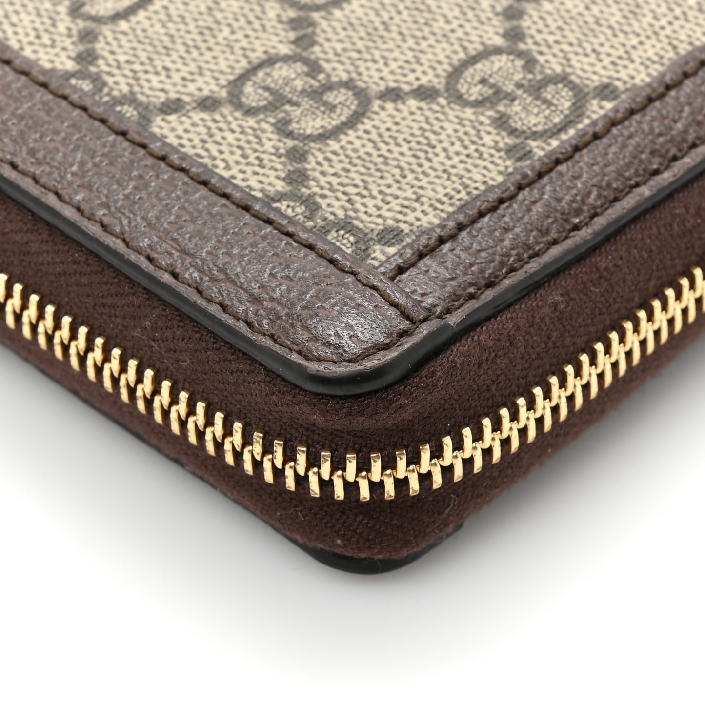 GG Supreme Monogram Web Ophidia Zip Around Wallet Brown