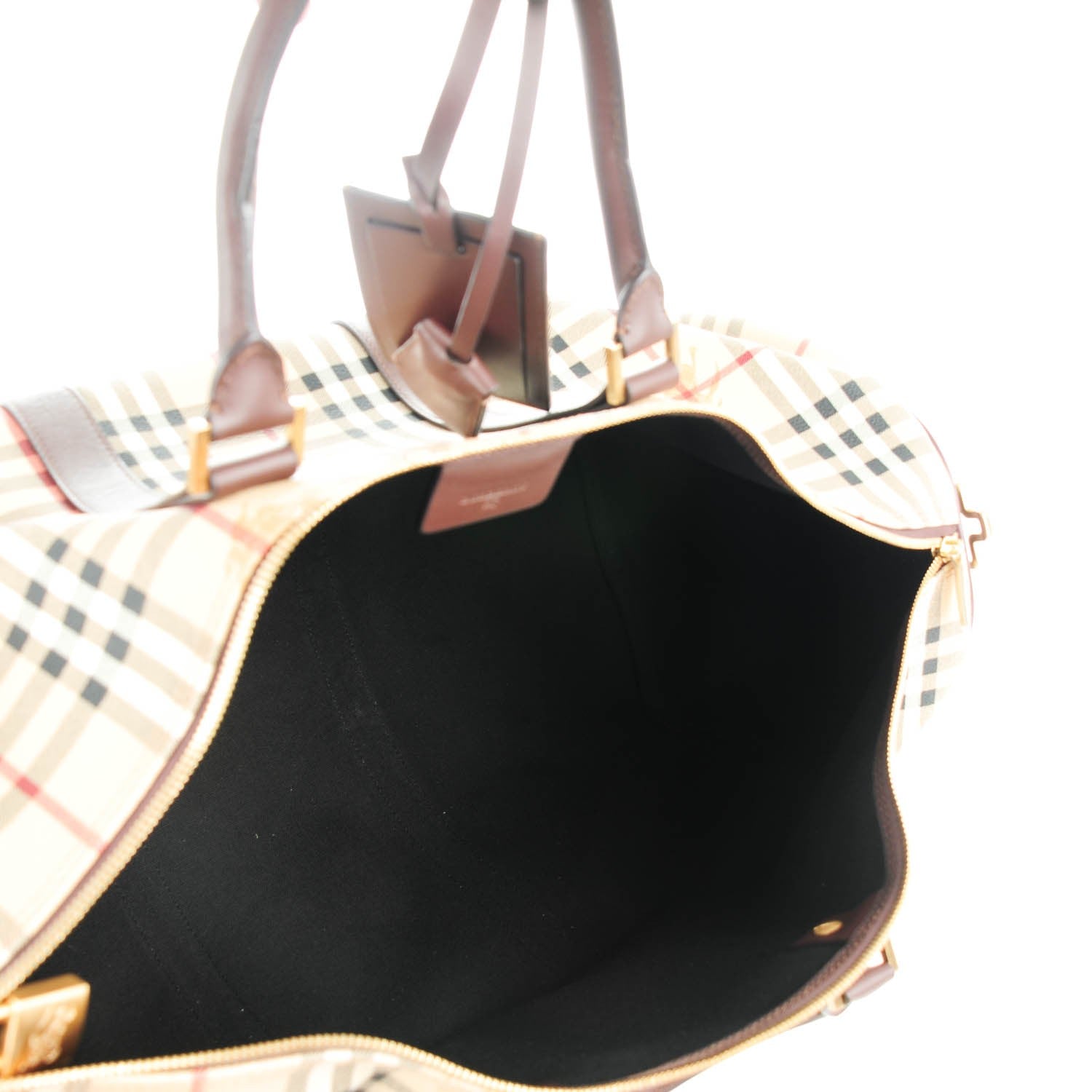 Burberry Haymarket Check Duffle Bag Dark Brown 5 of 7