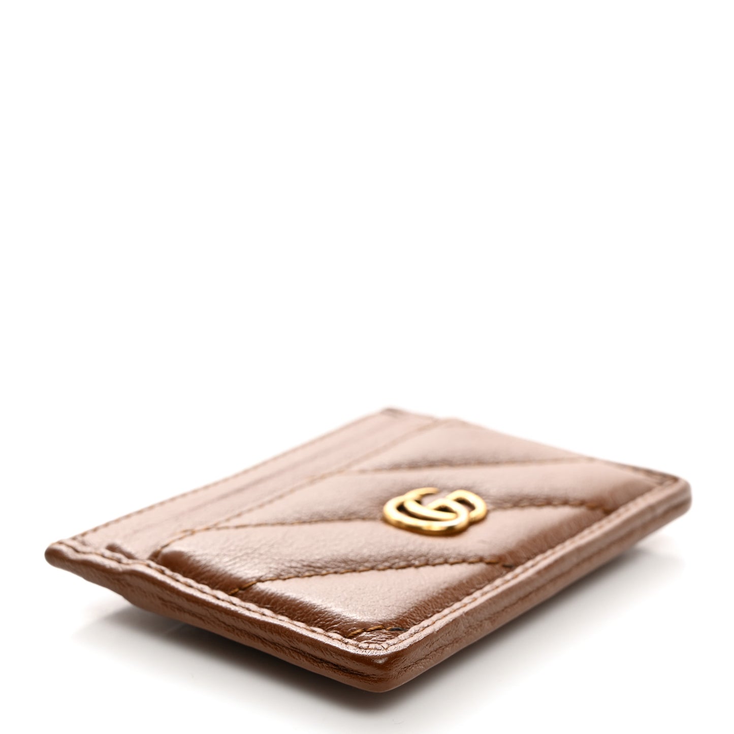 Azalea Calfskin Matelasse Diagonal GG Marmont Card Holder Cuir