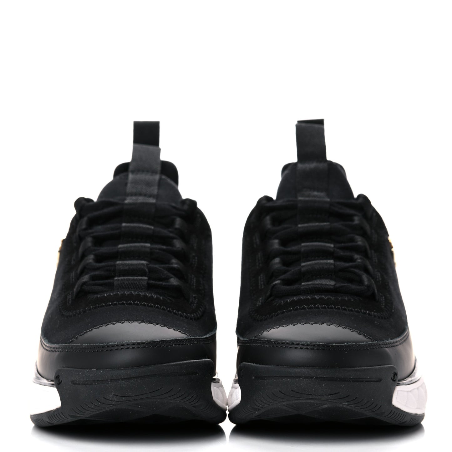 Velvet Calfskin Mixed Fibers CC Sneakers 35.5 Black