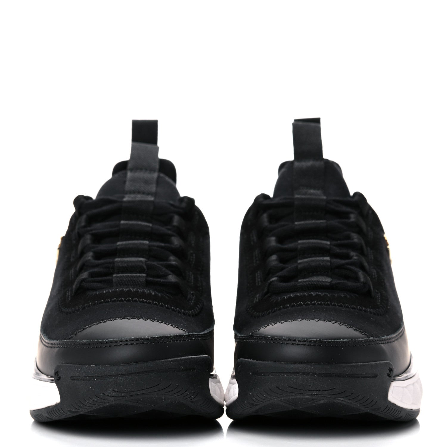 Chanel Velvet Calfskin Mixed Fibers CC Sneakers 35.5 Black 2 of 7