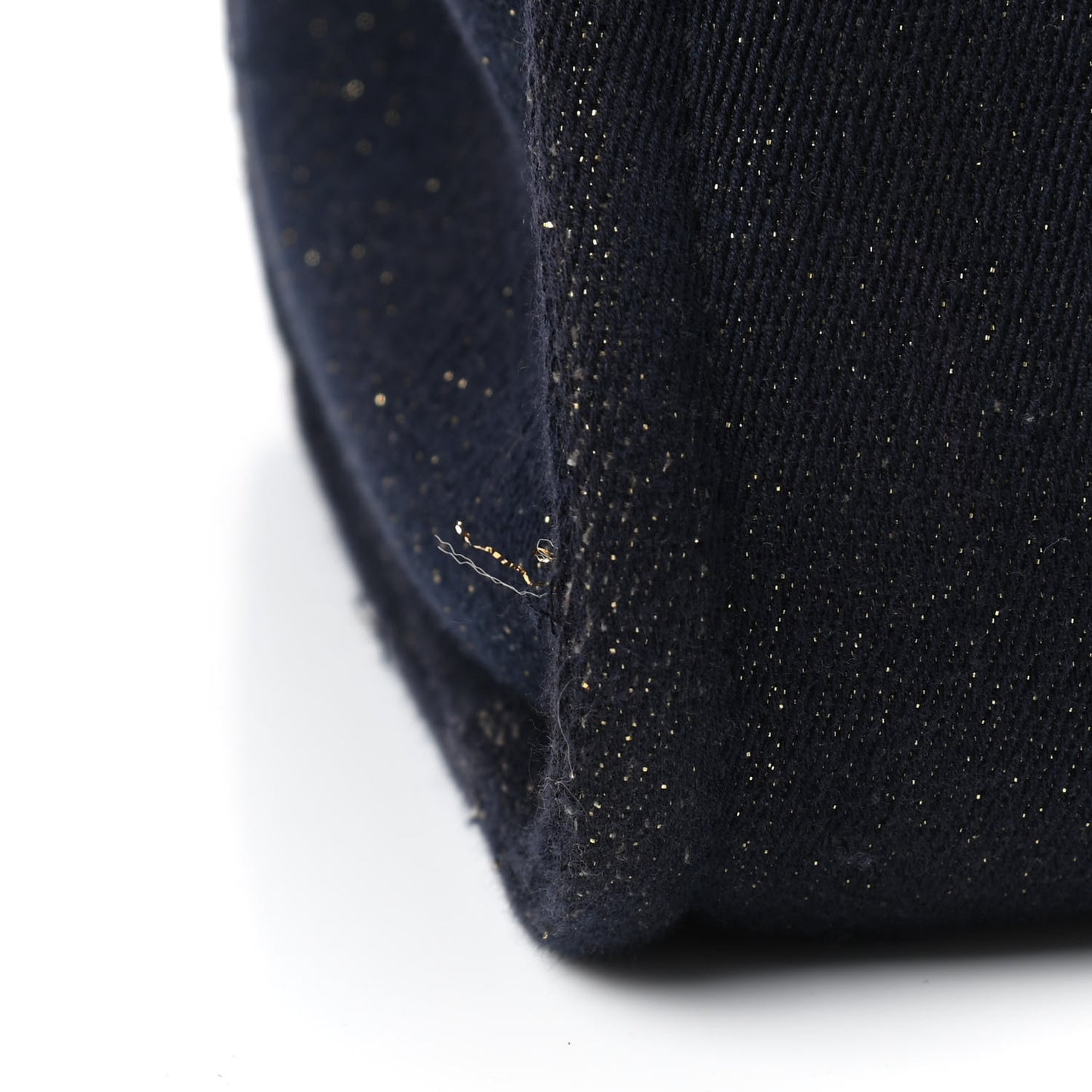 Lurex Canvas Medium Deauville Tote Navy Blue Gold