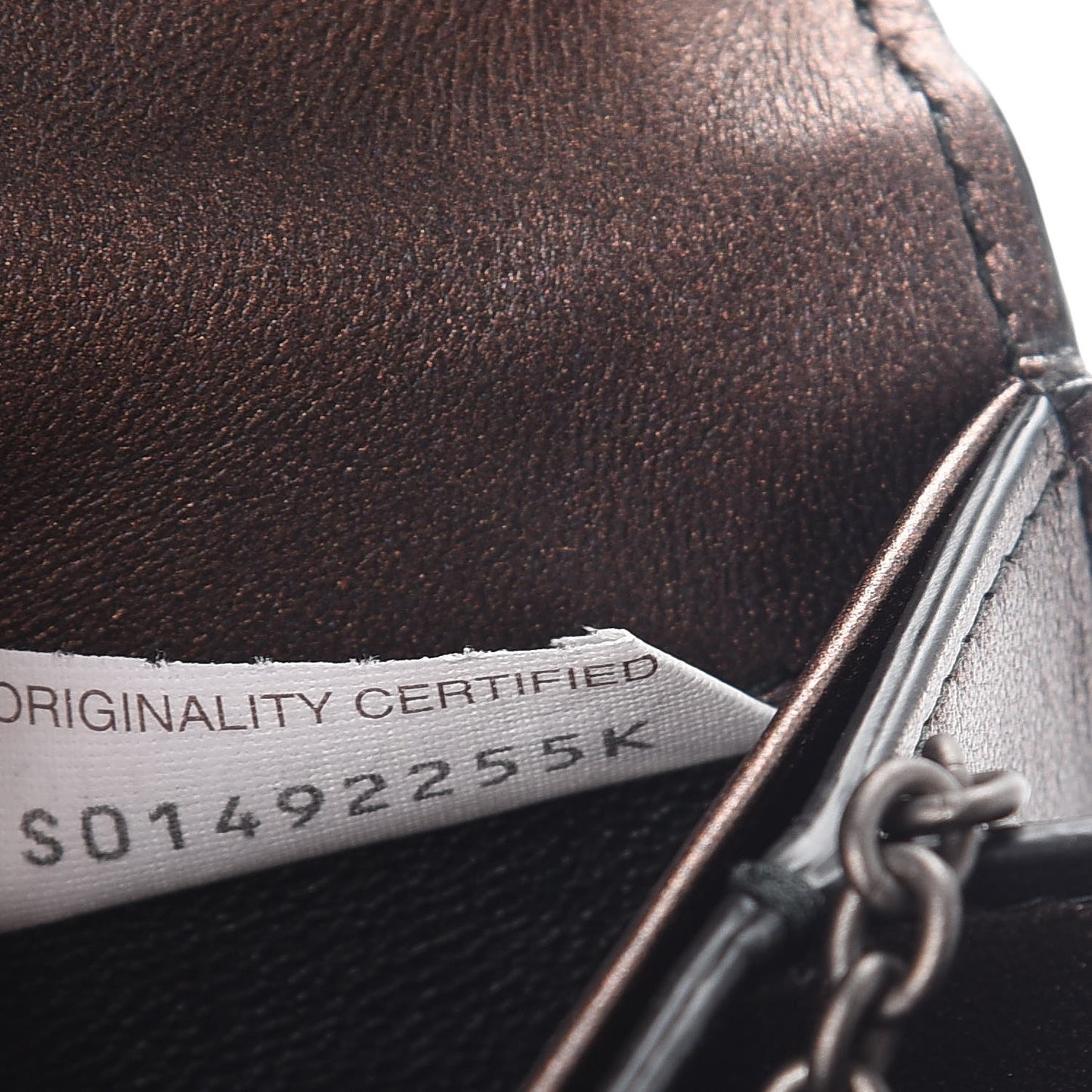 Metallic Nappa Intrecciato Continental Wallet on Chain Dark Copper