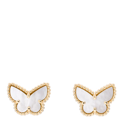 Van Cleef & Arpels 18K Yellow Gold Mother of Pearl Sweet Alhambra Butterfly Earrings 1 of 6