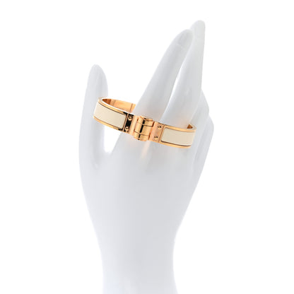 Hermes Enamel Charniere Uni Narrow Hinged Bracelet S Craie 2 of 5