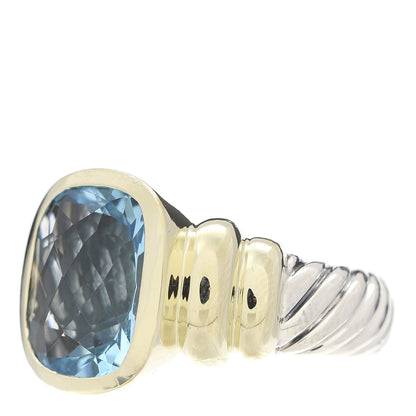 David Yurman Sterling Silver 14K Yellow Gold Blue Topaz Noblesse Ring 52 6 3 of 6