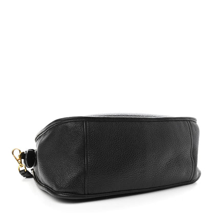 Prada Vitello Daino Zippered Messenger Hobo Black 3 of 10