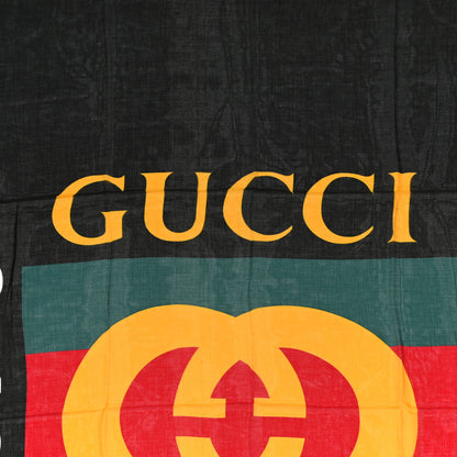 Gucci Modal Silk Coco Capitan Logo Square Scarf Black 2 of 4
