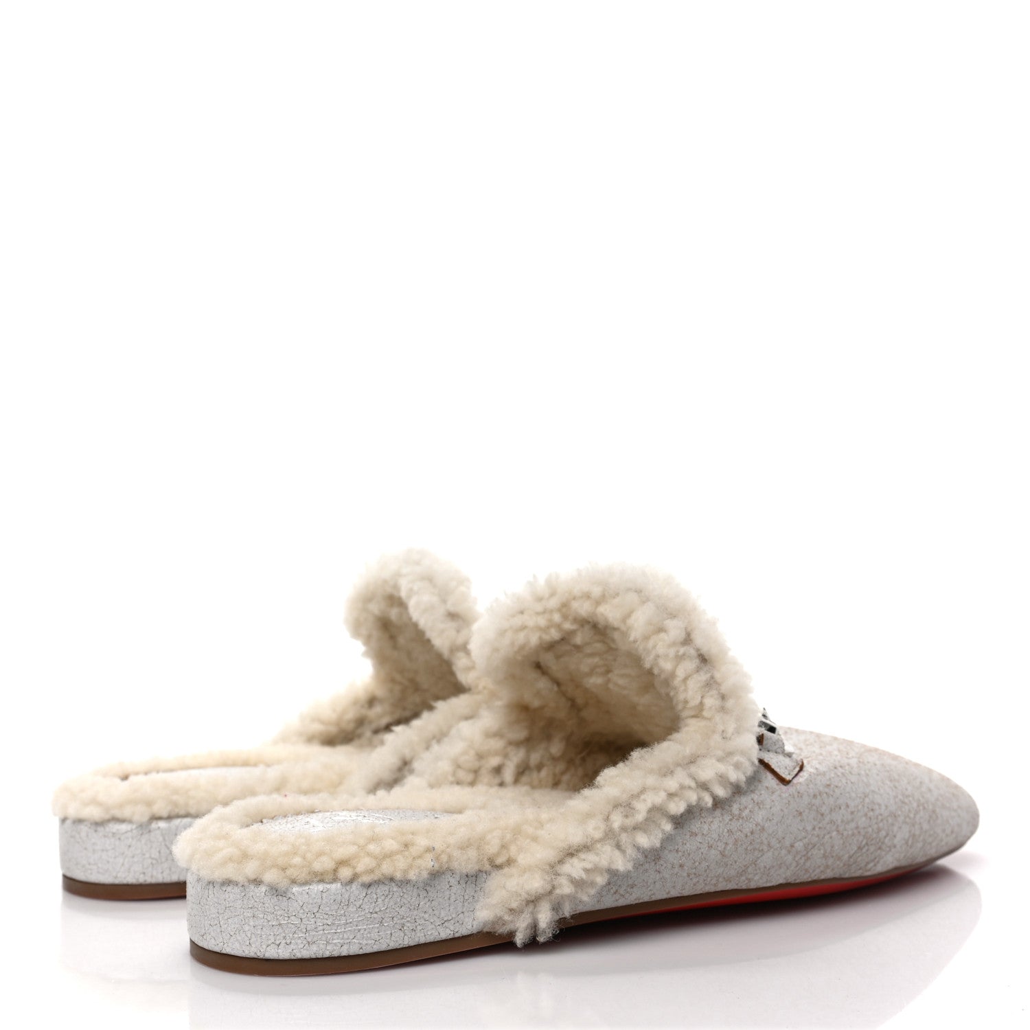 Christian Louboutin Cracked Nappa Woolito Swing Donna Flat 37 Craie 4 of 8
