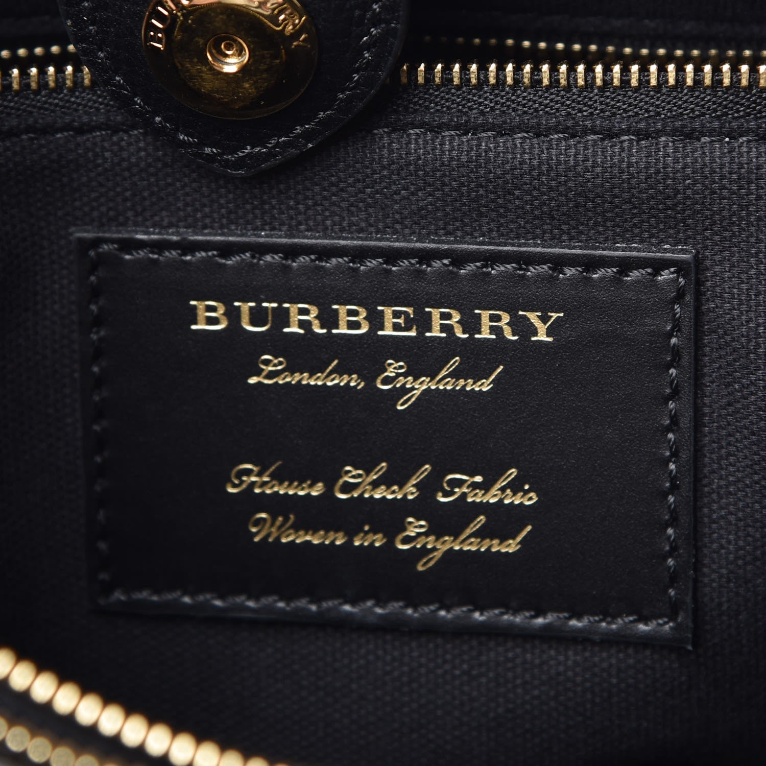 Burberry Grainy Calfskin House Check Medium Banner Tote Black 8 of 22
