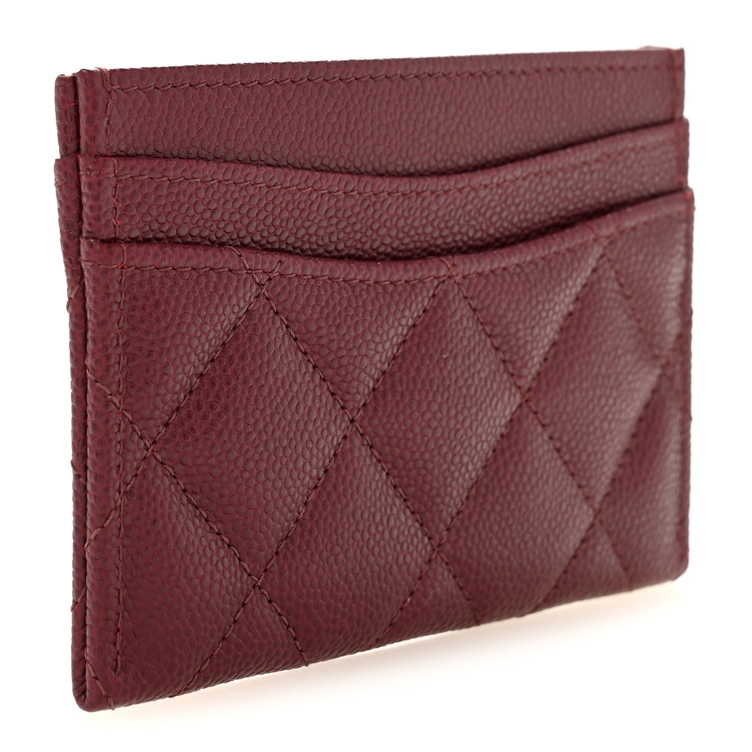 Chanel Caviar Quilted Card Holder Dark Burgundy 3 of 8