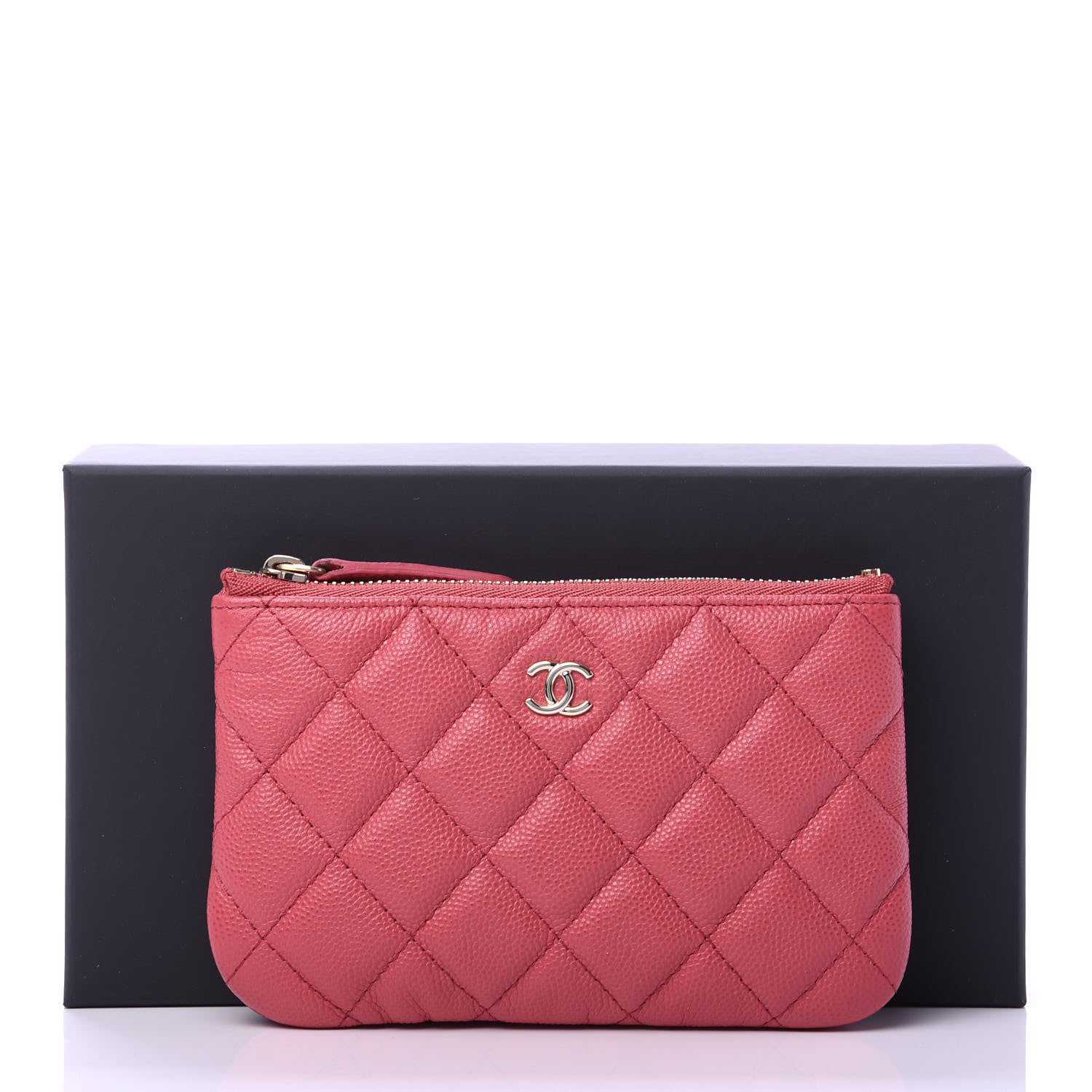 Chanel Caviar Quilted Small Cosmetic Case Dark Pink 8 of 8