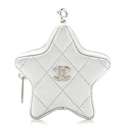 Chanel Metallic Lambskin Walk Of Fame Star Clip On Coin Purse Silver 1 of 8