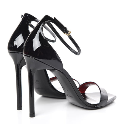 Saint Laurent Patent Calfskin Amber 105 Ankle Strap Sandals 39 Black 4 of 8