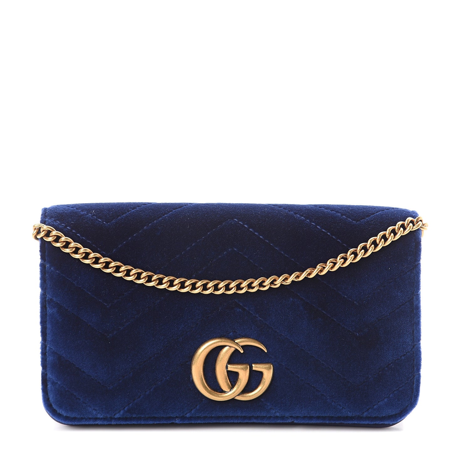 Velvet Matelasse GG Marmont Mini Bag Cobalt Blue