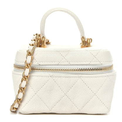 Chanel Caviar Quilted Mini Top Handle Vanity With Chain White 1 of 10