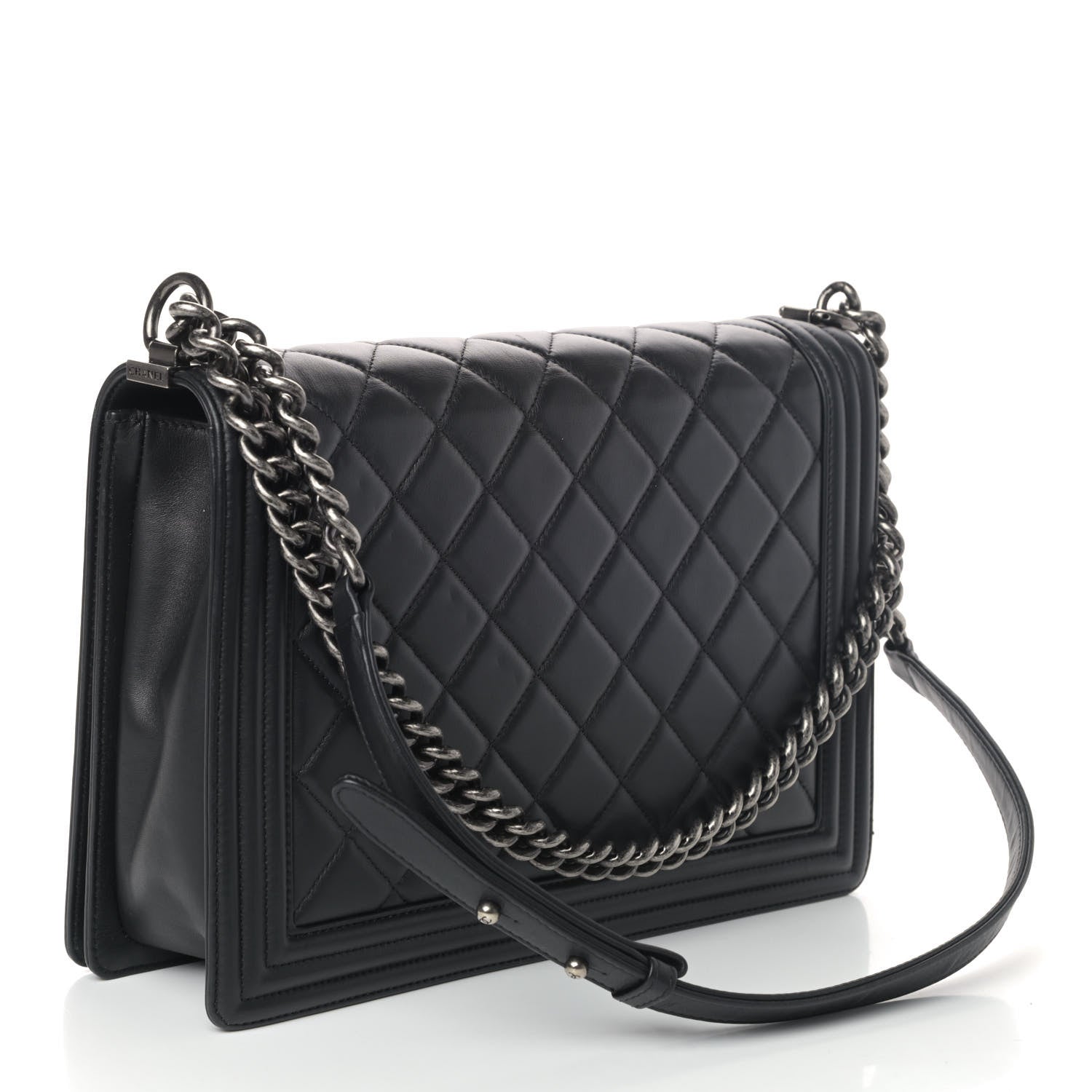 Chanel Lambskin Quilted Large Boy Flap Black 2 of 4