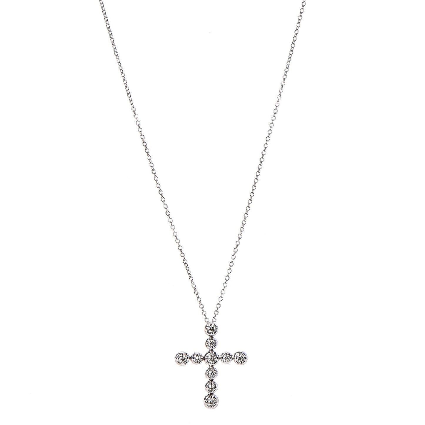 18K White Gold Diamond Paloma Picasso Tenderness Cross Pendant Necklace