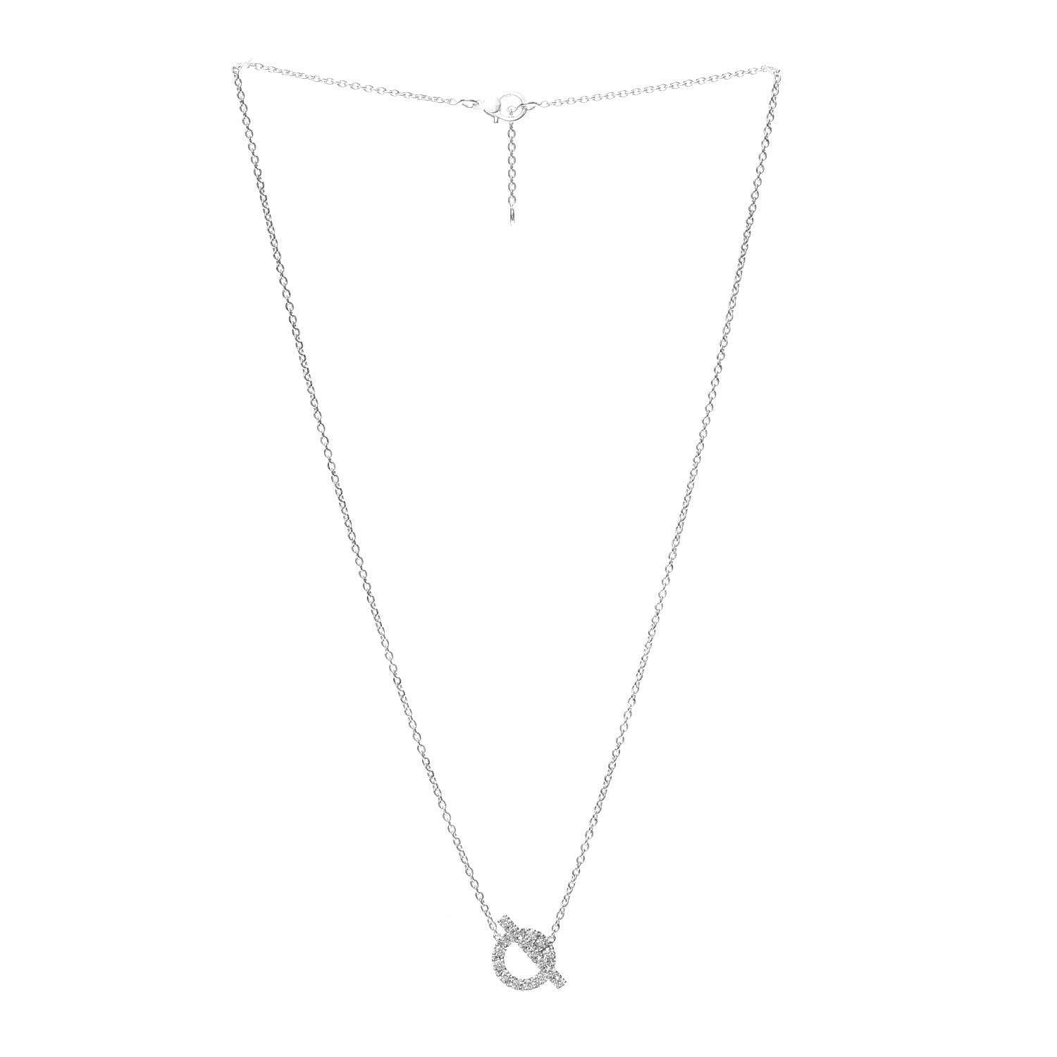 Hermes 18K White Gold Diamond Finesse Pendant Necklace 3 of 6